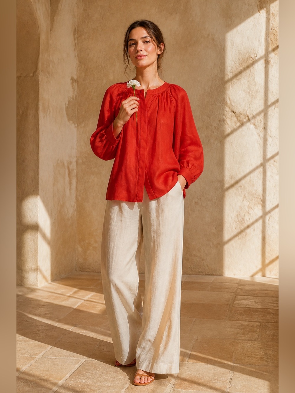 Banana Republic NWT oversized 100% Ramie hidden button down Blouse.